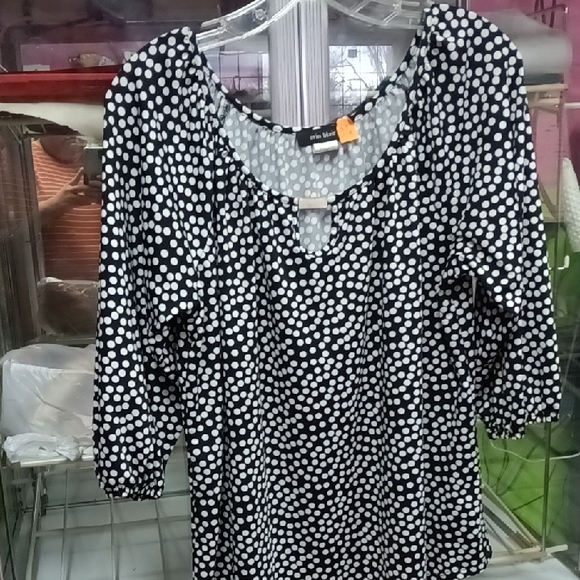 Erin blair Tops - Anne Klein Polka Dot Women's Blouse - Black and White